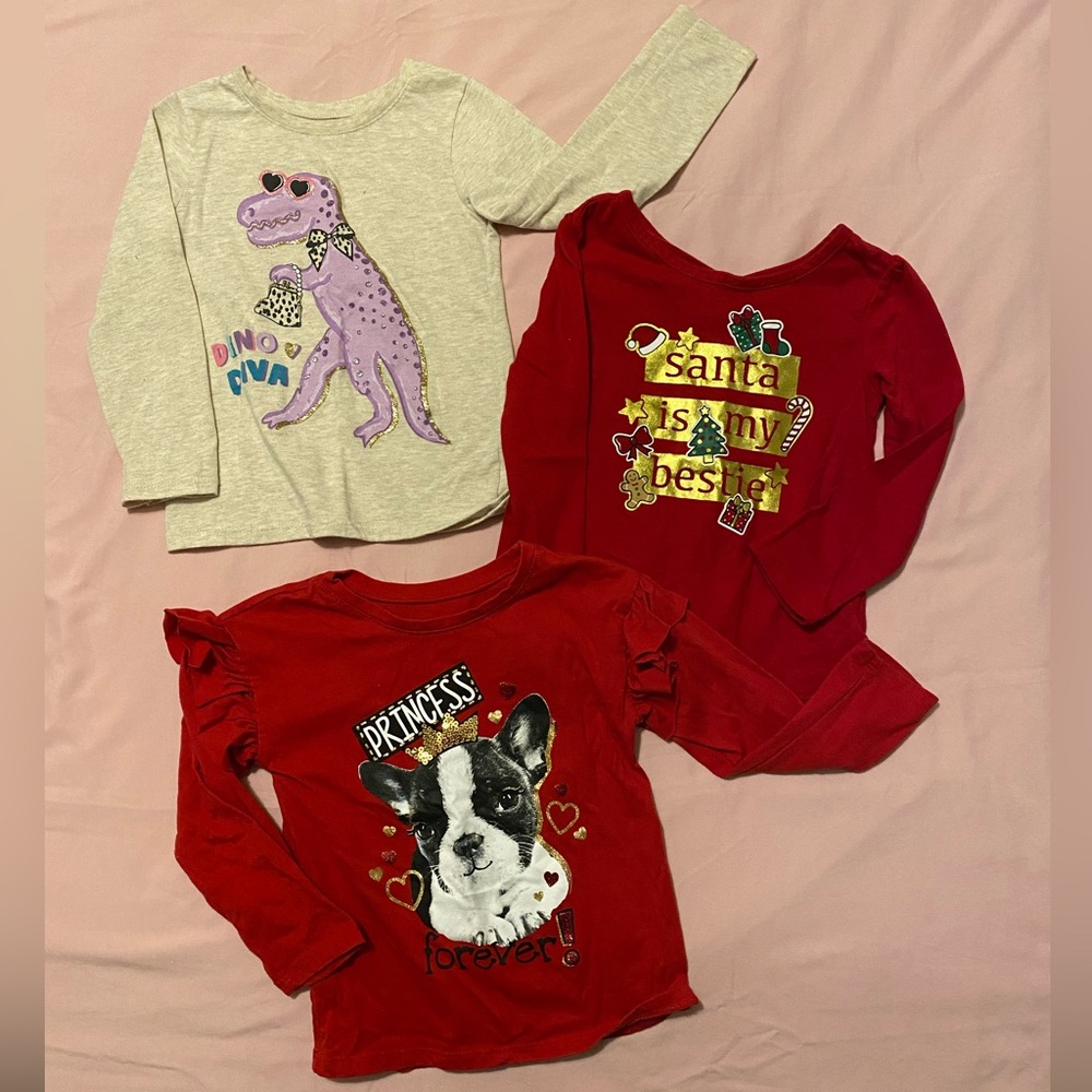 3 Pack Girls Long Sleeve Shirts